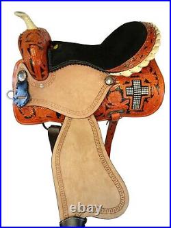Western Trail Saddle Cowboy Rodeo Show Pleasure Used Horse Leather Tack 15 16 17