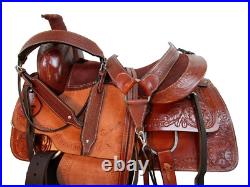 Western Trail Saddle Hand Made Floral Tooled Leather Tack Set 18 17 16 15