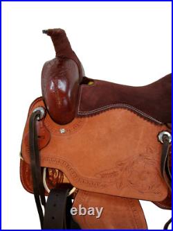Western Trail Saddle Hand Made Floral Tooled Leather Tack Set 18 17 16 15