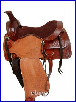 Western Trail Saddle Hand Made Floral Tooled Leather Tack Set 18 17 16 15