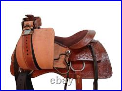 Western Trail Saddle Hand Made Floral Tooled Leather Tack Set 18 17 16 15