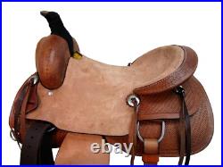 Western Trail Saddle Hard Seat Rough Out Leather Pleasure Used Set 15 16 17 18
