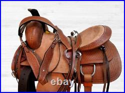 Western Trail Saddle Hard Seat Rough Out Leather Pleasure Used Set 15 16 17 18