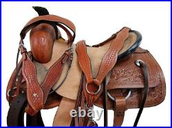 Western Trail Saddle Hard Seat Rough Out Leather Pleasure Used Tack 15 16 17 18