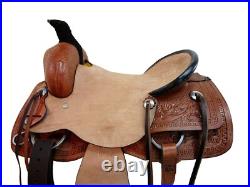 Western Trail Saddle Hard Seat Rough Out Leather Pleasure Used Tack 15 16 17 18