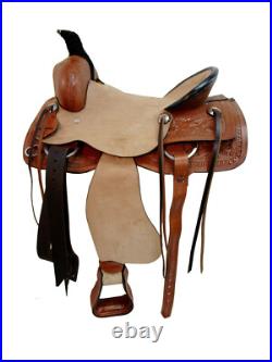 Western Trail Saddle Hard Seat Rough Out Leather Pleasure Used Tack 15 16 17 18