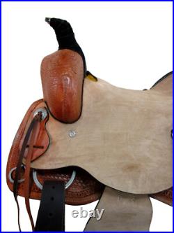 Western Trail Saddle Hard Seat Rough Out Leather Pleasure Used Tack 15 16 17 18