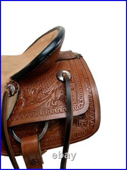 Western Trail Saddle Hard Seat Rough Out Leather Pleasure Used Tack 15 16 17 18