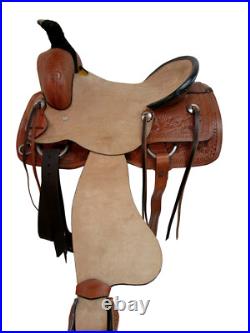 Western Trail Saddle Hard Seat Rough Out Leather Pleasure Used Tack 15 16 17 18