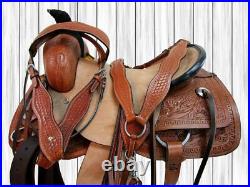 Western Trail Saddle Hard Seat Rough Out Leather Pleasure Used Tack 15 16 17 18
