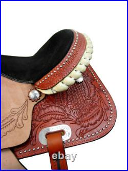 Western Trail Saddle Horse Oak Leaf Tooled Pleasure Leather Tack Set 15 16 17