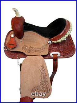 Western Trail Saddle Horse Oak Leaf Tooled Pleasure Leather Tack Set 15 16 17