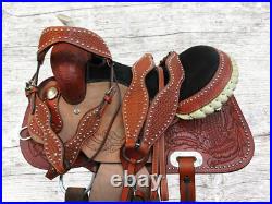 Western Trail Saddle Horse Oak Leaf Tooled Pleasure Leather Tack Set 15 16 17