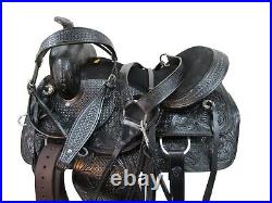 Western Trail Saddle Horse Pleasure Floral Tooled Leather Tack Set 15 16 17 18