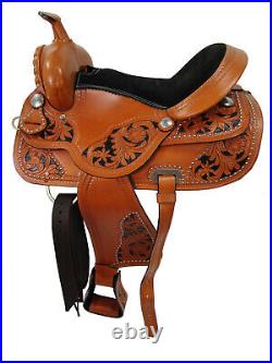 Western Trail Saddle Horse Pleasure Floral Tooled Leather Tack Set 15 16 17 18