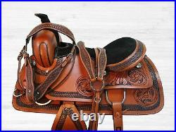 Western Trail Saddle Horse Pleasure Floral Tooled Leather Tack Set 15 16 17 18