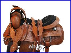 Western Trail Saddle Horse Pleasure Floral Tooled Used Leather Tack 15 16 17 18