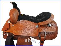 Western Trail Saddle Horse Pleasure Floral Tooled Used Leather Tack 15 16 17 18