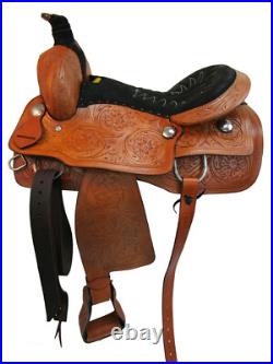 Western Trail Saddle Horse Pleasure Floral Tooled Used Leather Tack 15 16 17 18