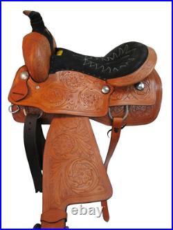 Western Trail Saddle Horse Pleasure Floral Tooled Used Leather Tack 15 16 17 18