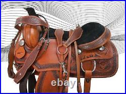 Western Trail Saddle Horse Pleasure Floral Tooled Used Leather Tack 15 16 17 18