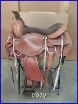 Western Trail Saddle Horse Pleasure Tooled Leather Basket Used Tack Set 16