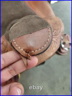 Western Trail Saddle Horse Pleasure Tooled Leather Basket Used Tack Set 16