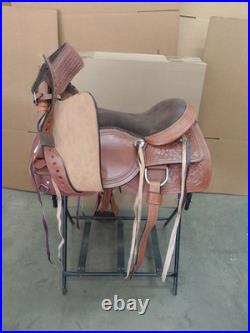 Western Trail Saddle Horse Pleasure Tooled Leather Basket Used Tack Set 16
