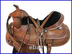 Western Trail Saddle Horse Pleasure Tooled Leather Tack Set 15 16 17 18
