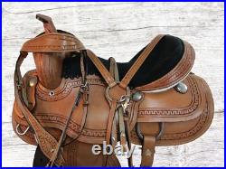 Western Trail Saddle Horse Pleasure Tooled Leather Tack Set 15 16 17 18