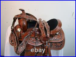 Western Trail Saddle Kids Youth Pony Pleasure Tooled Leather Used Tack 10 12 13