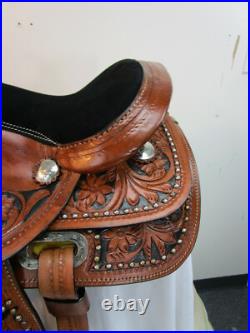 Western Trail Saddle Kids Youth Pony Pleasure Tooled Leather Used Tack 10 12 13