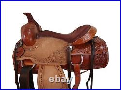 Western Trail Saddle Padded Brown Seat Pleasure Tooled Leather Tack 15 16 17 18