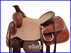 Western Trail Saddle Pleasure Horse Basket Tooled Used Leather Tack 18 16 17 15