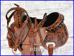 Western Trail Saddle Pleasure Horse Floral Tooled Leather Tack Set 15 16 17