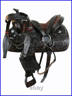 Western Trail Saddle Pleasure Horse Floral Tooled Leather Tack Set 18 17 16 15