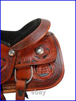 Western Trail Saddle Pleasure Horse Floral Tooled Leather Used Tack 15 16 17 18
