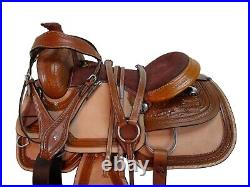 Western Trail Saddle Pro Pleasure Floral Tooled Leather Tack Set 15 16 17 18
