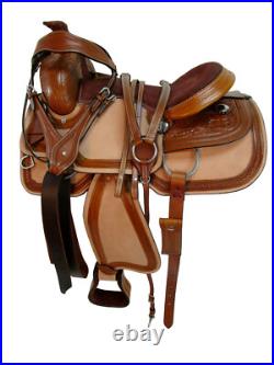 Western Trail Saddle Pro Pleasure Floral Tooled Leather Tack Set 15 16 17 18
