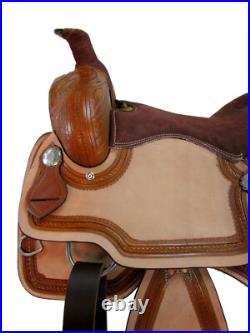 Western Trail Saddle Pro Pleasure Floral Tooled Leather Tack Set 15 16 17 18
