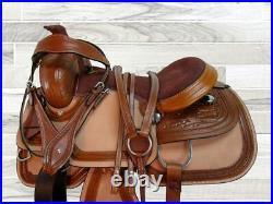 Western Trail Saddle Pro Pleasure Floral Tooled Leather Tack Set 15 16 17 18