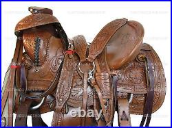Western Trail Saddle Slick Hard Seat Floral Leather Pleasure Tack 15 16 17 18
