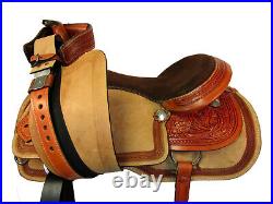 Western Trail Saddle Used Pleasure Horse Floral Tooled Leather Tack 15 16 17 18