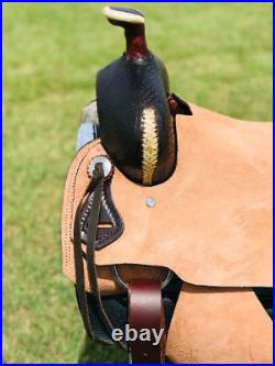 Western Youth Horse Ranch Style Saddle Seat Saddle With Black Laces Free Girth