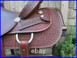 Western barrel hot seat saddle 16-on Eco-leather buffalo mahogany -color