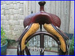 Western barrel hot seat saddle 16-on Eco-leather buffalo mahogany -color