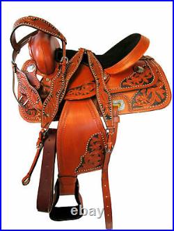 Western barrel -saddle 16 on Eco-leather buffalo orange color