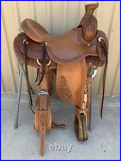 Western horse saddle 16, on eco-leather colour brown