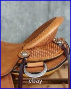 Western horse saddle 16, on eco-leather colour chestnet