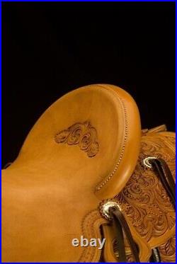 Western hot seat saddle 16 on Eco leather buffalo Tan color drum dye finish